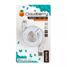 Cloudberry Lightning vastupidav andmekaabel 2,5 m, valge